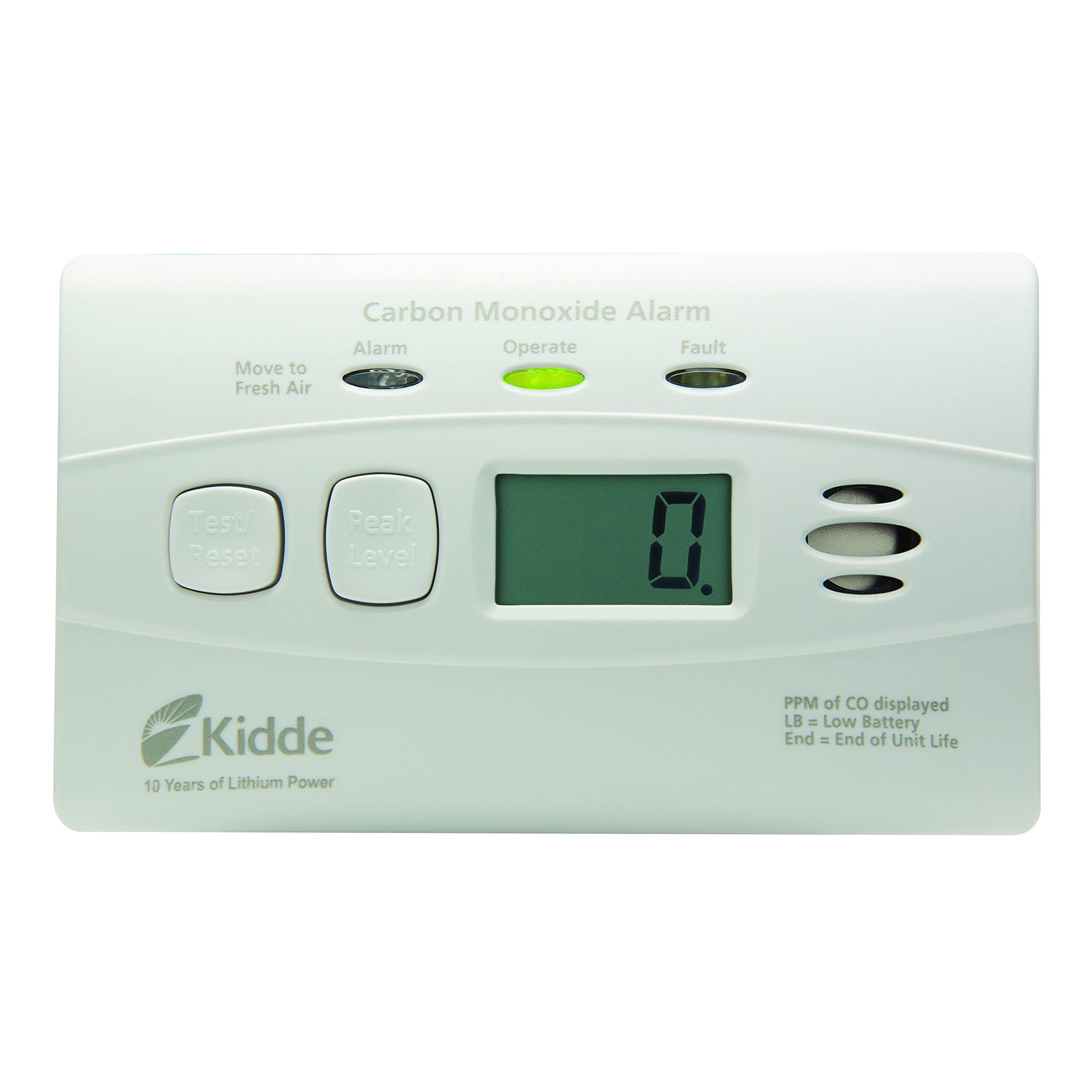 Kidde Carbon Monoxide Detector, 10-Year Battery Powered, Digital Display, LED Status Indicators, 85 dB Alarm, 3rd Edition - Image 3
