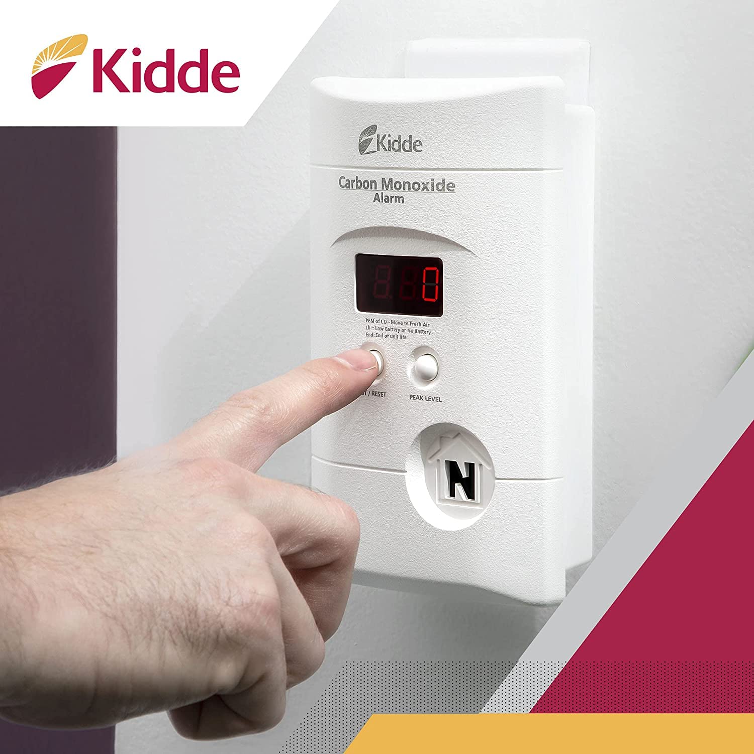 Kidde Carbon Monoxide Detector, Plug In Wall with 9-Volt Battery Backup, Digital LED Display - 6 Pack - Image 6