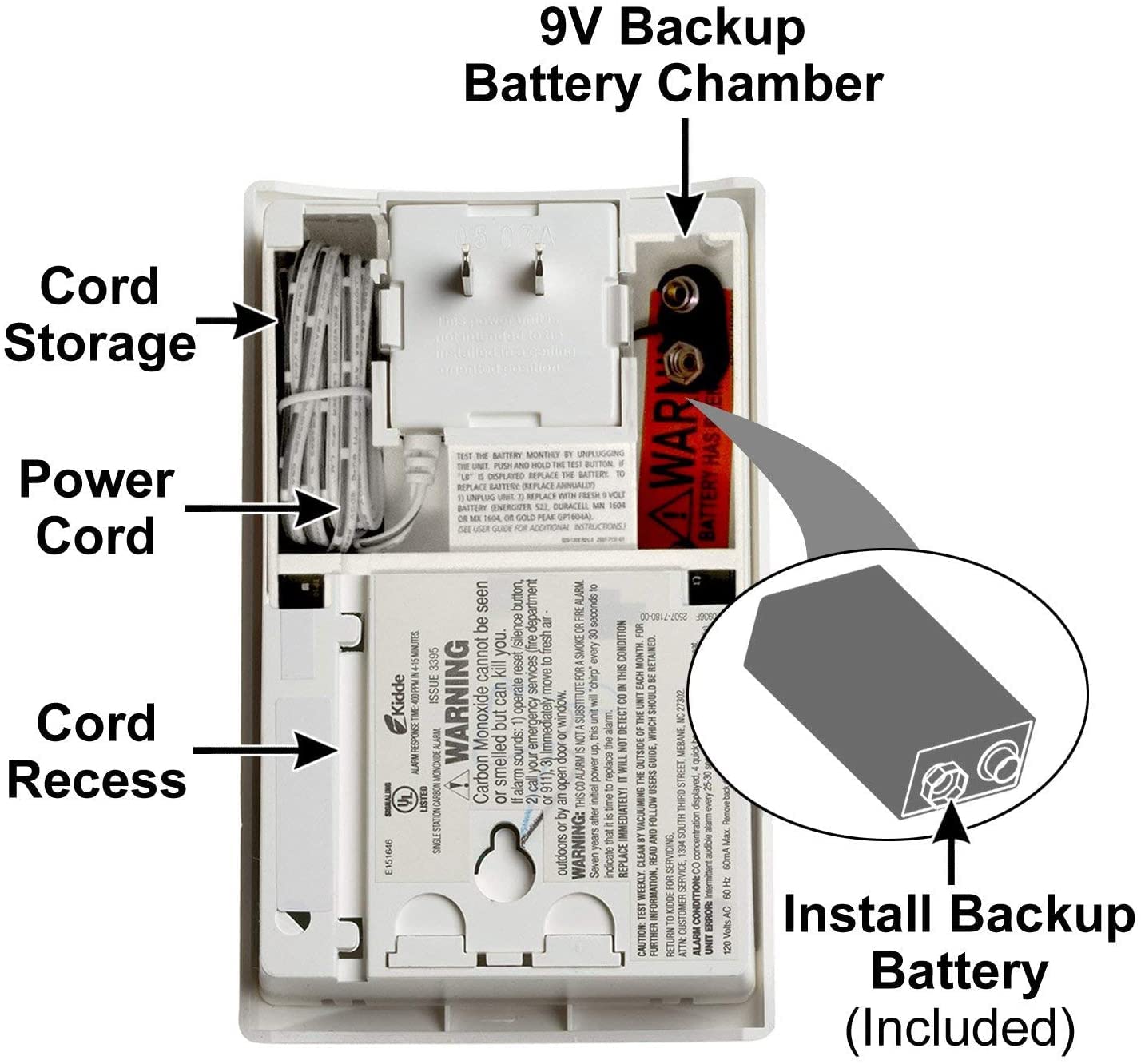 Kidde Carbon Monoxide Detector, Plug In Wall with 9-Volt Battery Backup, Digital LED Display - 6 Pack - Image 7
