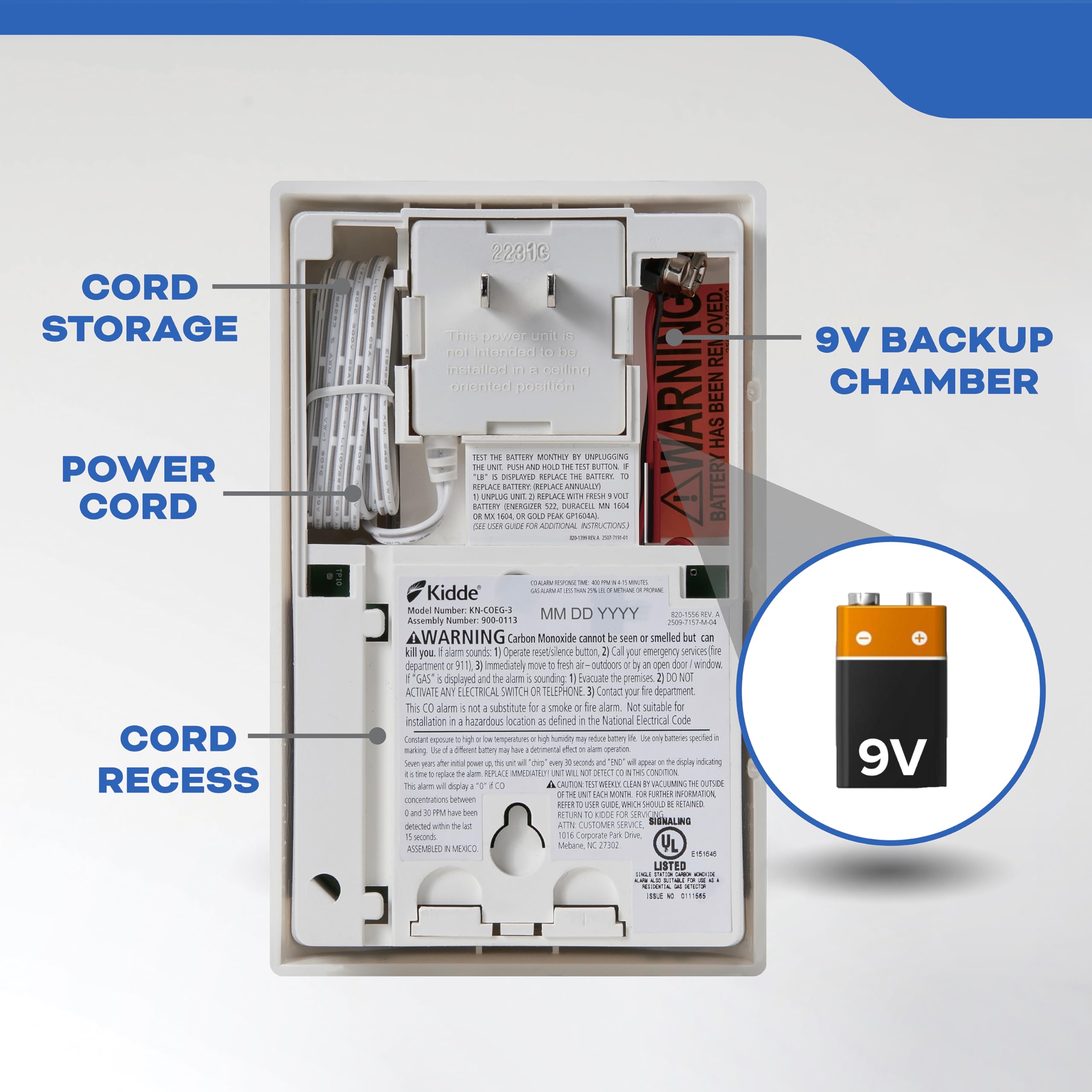 Kidde Carbon Monoxide Detector, Propane, Natural, Methane, & Explosive Gas Alarm, Plug-In Wall with 9-Volt Battery Backup, Digital LED Display - Image 9