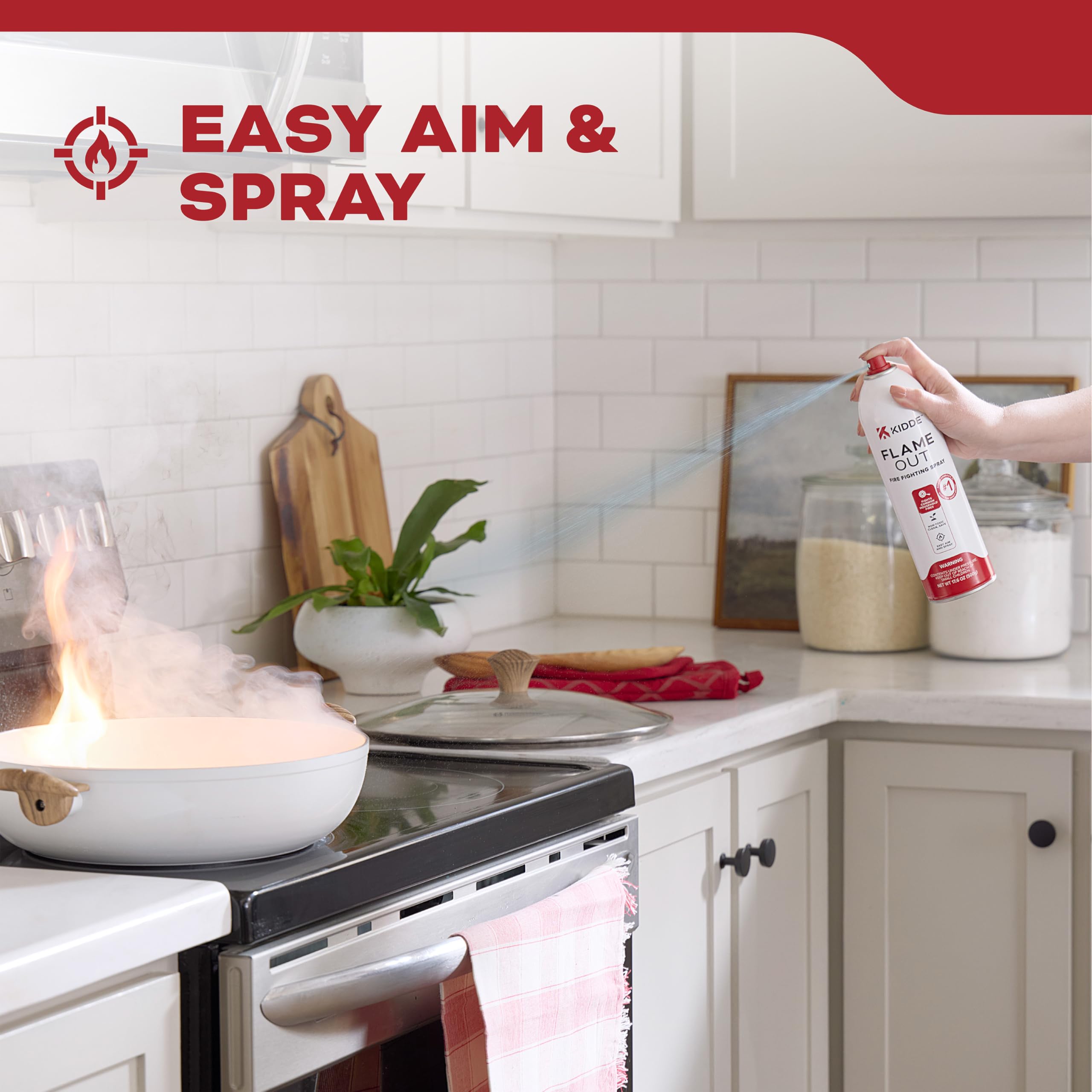 Kidde Flame Out Fire Spray, Extinguishing Aerosol for Home Use, Kitchens, Dorms, Apartments, Compact, Portable & Easy to Use, Non-Toxic, 17.6 oz 1 Pack - Image 6