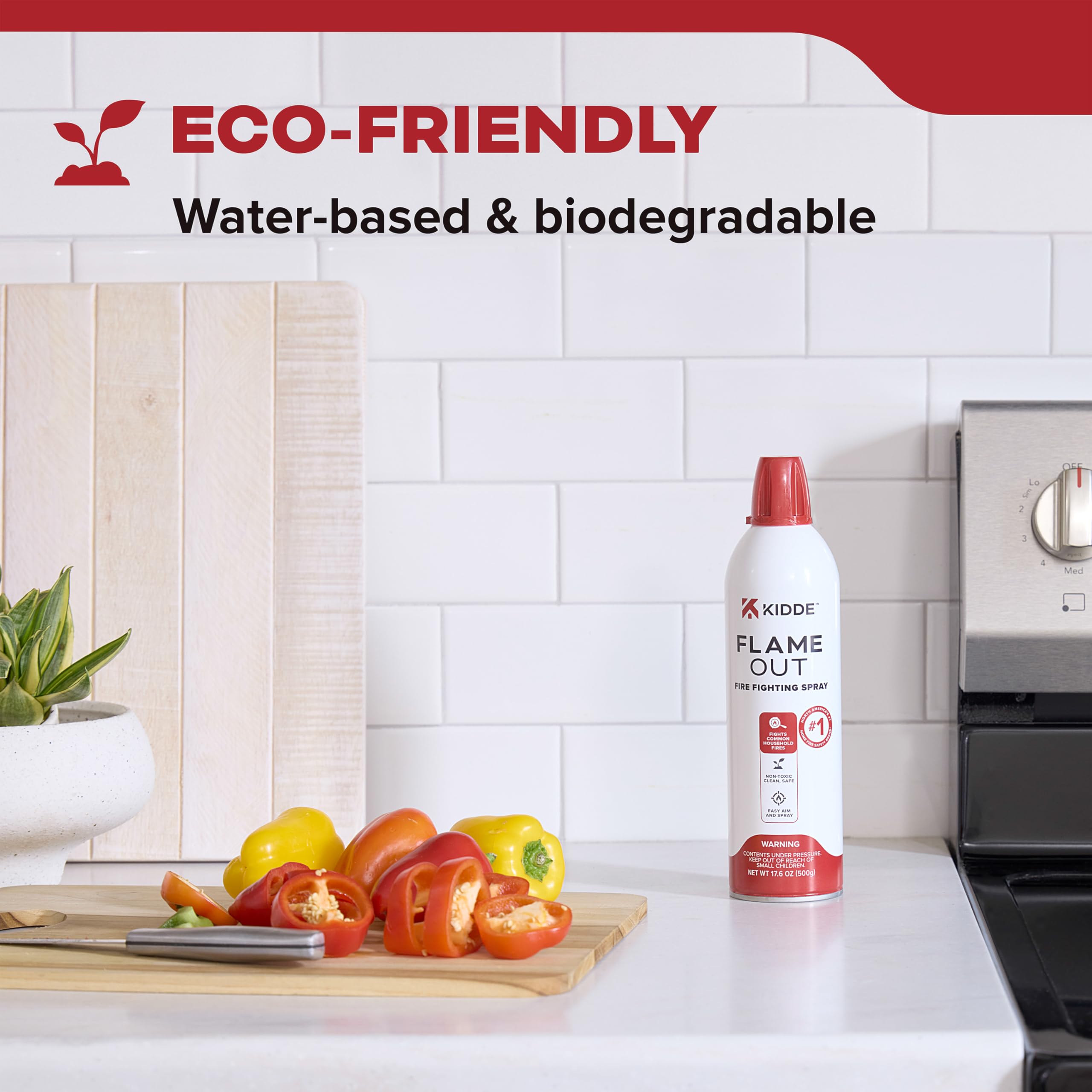 Kidde Flame Out Fire Spray, Extinguishing Aerosol for Home Use, Kitchens, Dorms, Apartments, Compact, Portable & Easy to Use, Non-Toxic, 17.6 oz 1 Pack - Image 8