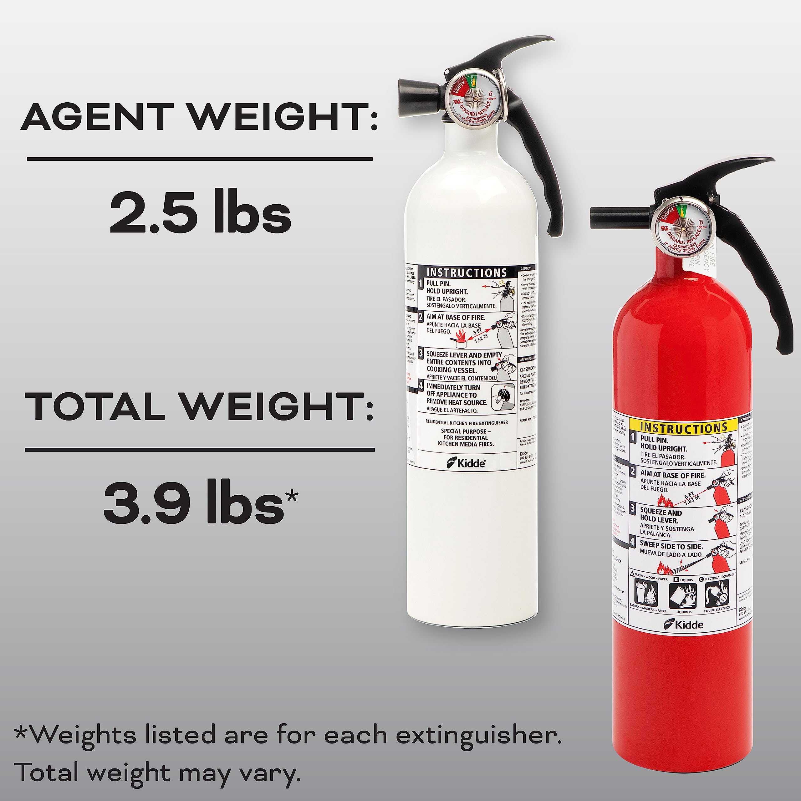 Kidde Kitchen Fire Extinguishers for Home & Office Use, 2 Pack: One 1-A:10-B:C and One Specialty Kitchen Extinguisher, Wall Mount & Strap Brackets Included - Image 10