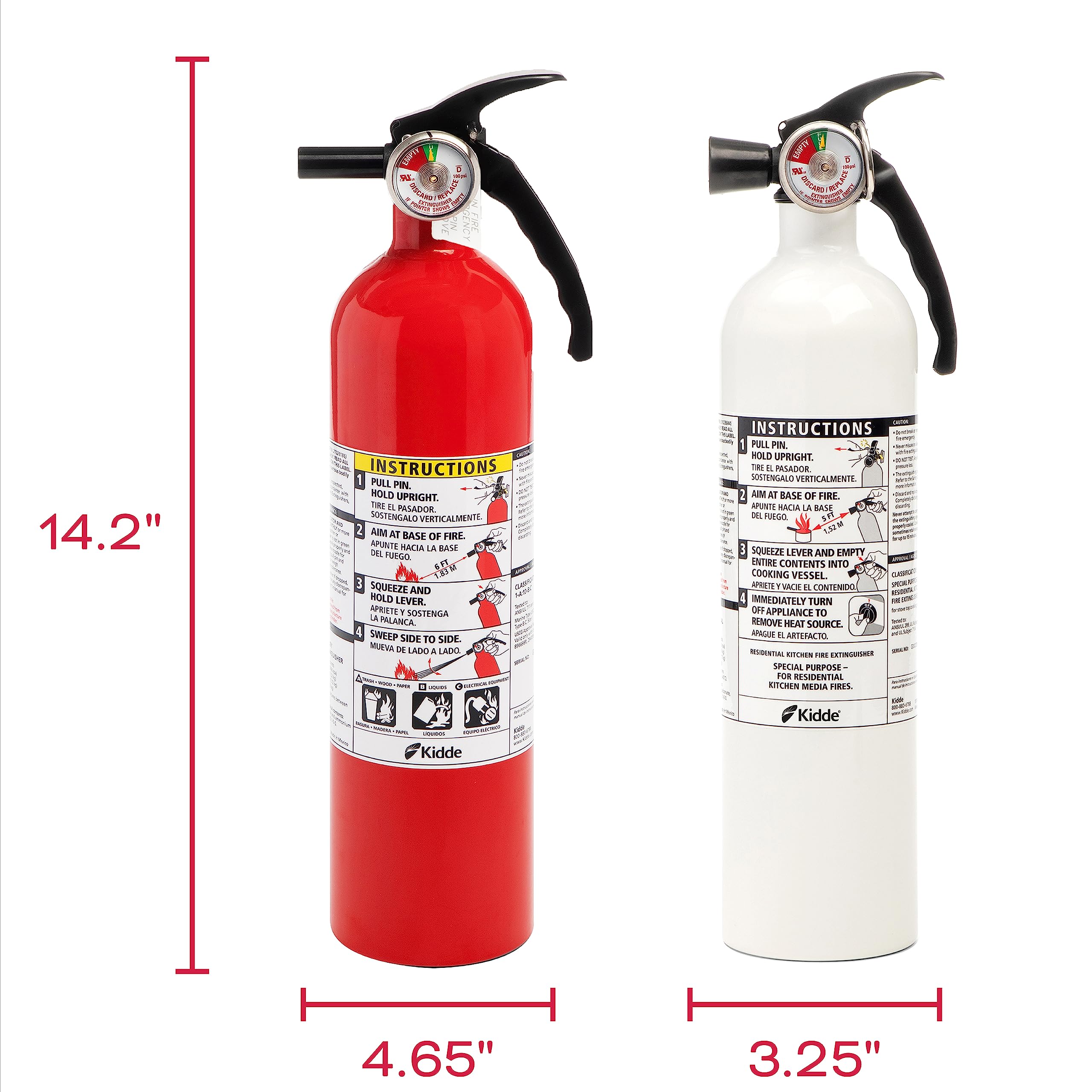 Kidde Kitchen Fire Extinguishers for Home & Office Use, 2 Pack: One 1-A:10-B:C and One Specialty Kitchen Extinguisher, Wall Mount & Strap Brackets Included - Image 9