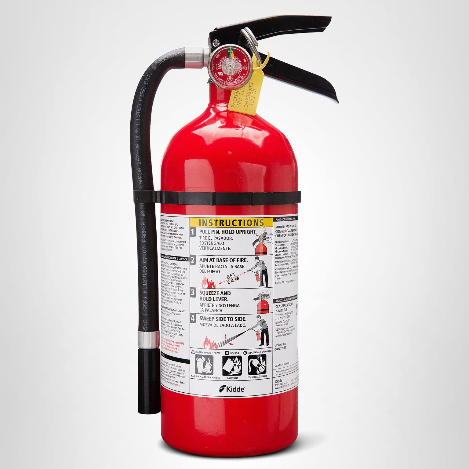 Kidde Pro 210 2A:10-B:C Fire Extinguisher, Rechargeable, Multi-Purpose for Home & Office, 4 lbs., Mounting Bracket Included , Red, 2 Pack - Image 14