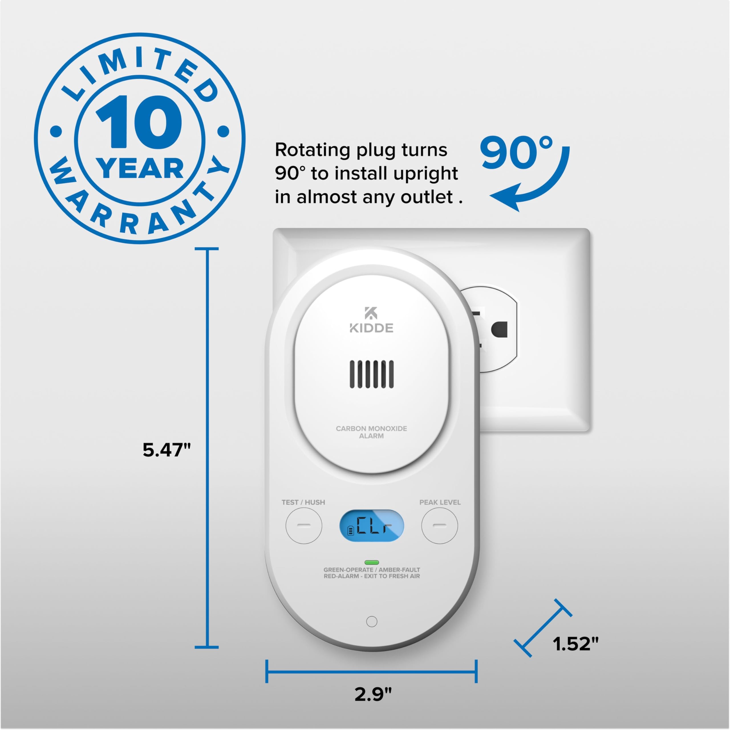 Kidde Smart Carbon Monoxide Detector, Plug-in with AA Battery Backup, Real-Time Notifications, 2.4 GHz Wi-Fi Enabled, Rotating Plug, 85 dB Alarm, 5th Edition, COPDW - Image 9