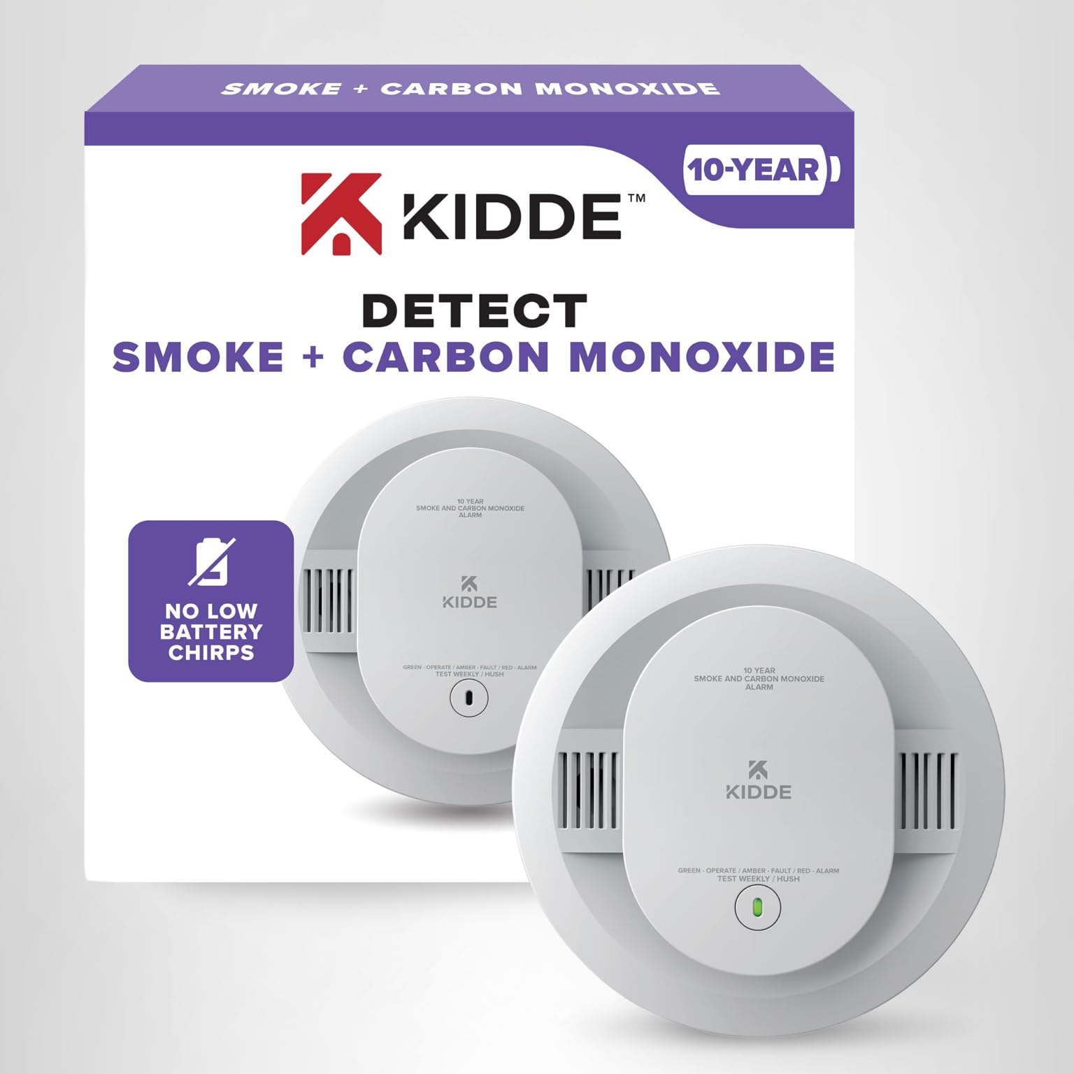 Kidde Smoke and Carbon Monoxide Detector, 10-Year Battery Powered, LED Status Lights, 85 dB Alarm, 5-inches, 30CUD10, 1 Pack - Image 12
