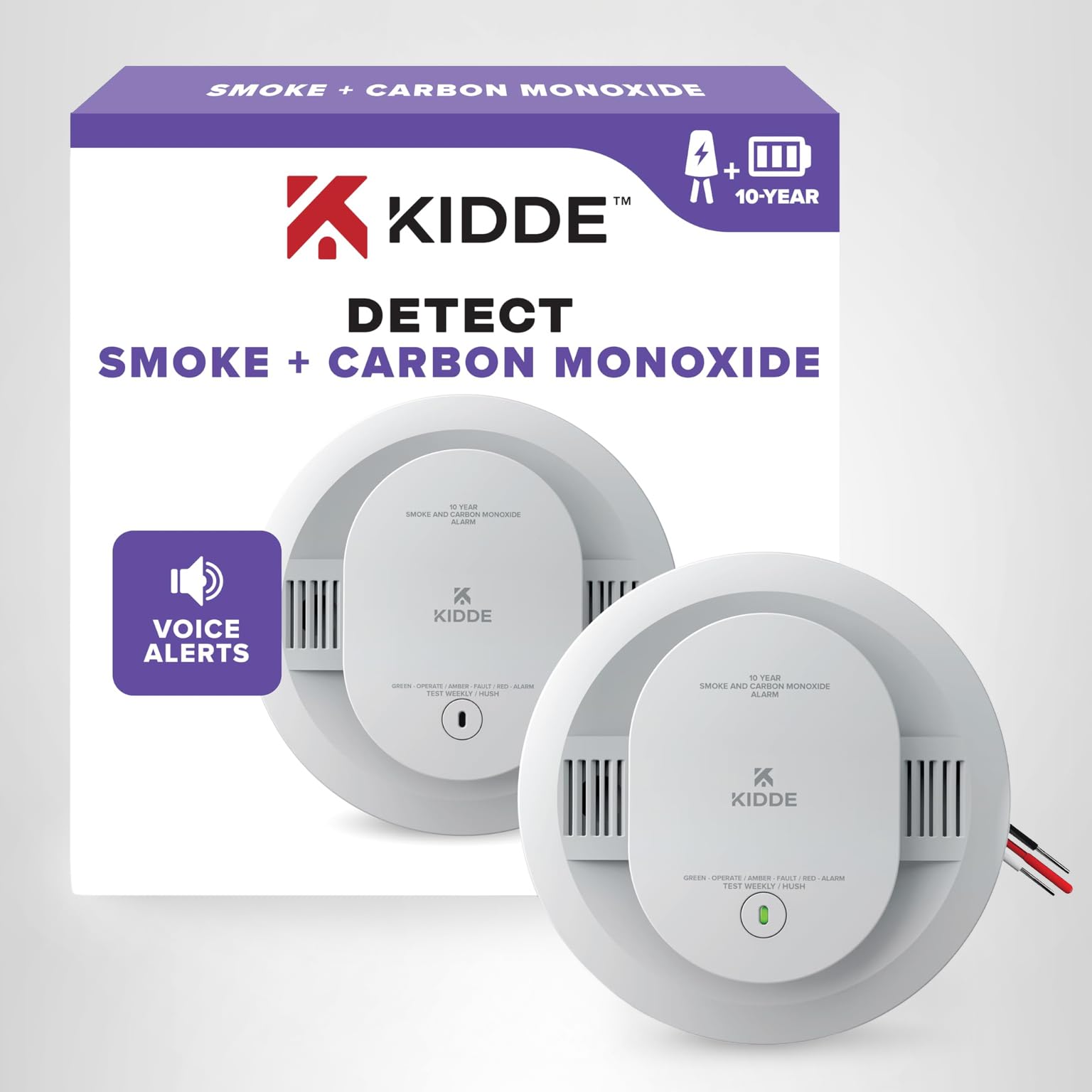Kidde Smoke and Carbon Monoxide Detector, Hardwired with 10-Year Battery Backup, Voice Alerts, LED Status Lights, Interconnected, 85 dB Alarm, 5 inches, 30CUA10-V, 1 Pack - Image 16